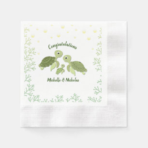 Zee Turtle Baby shower White Napkins Servet
