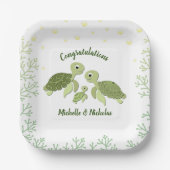 Zee Turtle Baby shower White Paper Bord 7-inch (Voorkant)