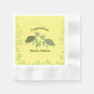 Zee Turtle Baby shower Yellow Napkins v2 Servet