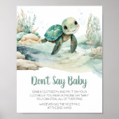 Zee Turtle Baby shower Zeg geen Baby Poster (Voorkant)