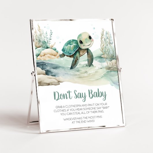 Zee Turtle Baby shower Zeg geen Baby Poster