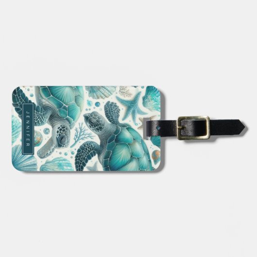Zee Turtle Bagagelabel (Voorkant horizontaal)