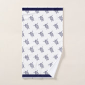 Zee Turtle Bathroom Navy Blue en White Bath Towel Bad Handdoek (Handdoek)
