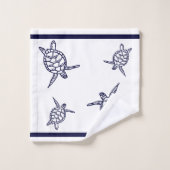 Zee Turtle Bathroom Navy Blue en White Bath Towel Bad Handdoek (Wasdoekje)