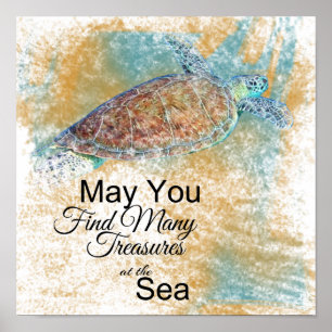 Zee Turtle Beach Art Quote Poster