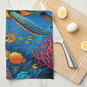 Zee Turtle Beach House Ocean Marine Life Animals Theedoek (Quarter Fold)