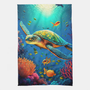 Zee Turtle Beach House Ocean Marine Life Animals Theedoek