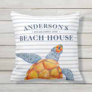 Zee Turtle Beach House Stripe Outdoor Pillow Buitenkussen