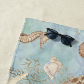 Zee Turtle Beach Ocean Seahorse schelpen Zeester Strandlaken (In situ)