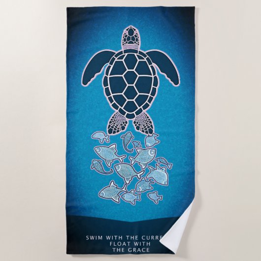 Zee Turtle Beach Towel - Zwemmen met de stromingen Strandlaken (Voorkant)
