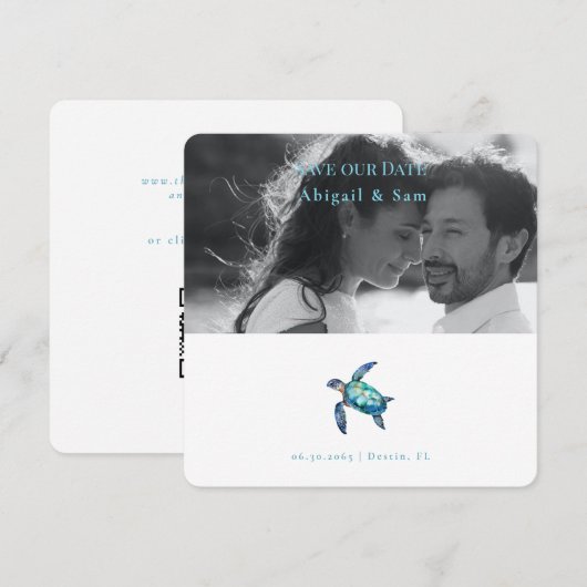 Zee Turtle Beach Trouwfoto Save the Date (Voorkant / Achterkant)