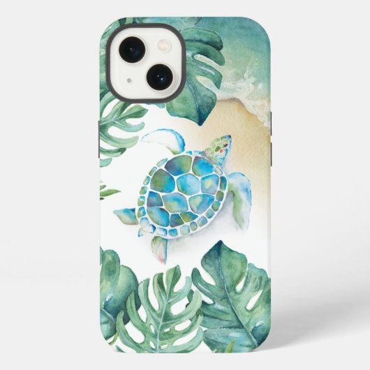 Zee Turtle Beachy Telefoon Case iPhone Hoesje (Achterkant)