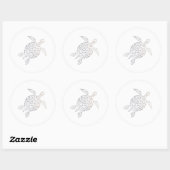 Zee Turtle beige White Animal Tribal Ronde Sticker (Vel)
