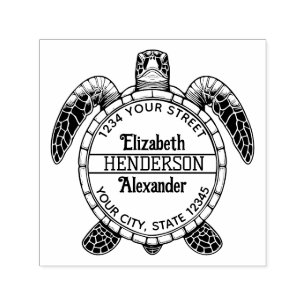 Zee Turtle Belly Uitzicht Naam Retouradres Zelfinktende Stempel