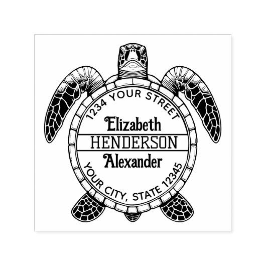 Zee Turtle Belly Uitzicht Naam Retouradres Zelfinktende Stempel (Design)
