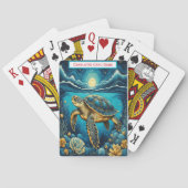 Zee Turtle Beneath the Moon Monogram Go Fish spel Pokerkaarten (Achterkant)