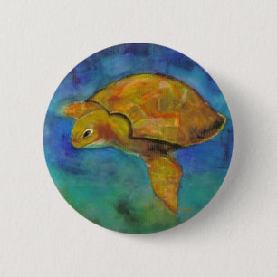 Zee Turtle beroemd gemaakt door Paula Atwell Ronde Button 5,7 Cm