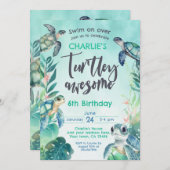 Zee Turtle Birthday Kaart (Voorkant / Achterkant)