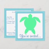 Zee Turtle Birthday Party Kaart (Voorkant / Achterkant)