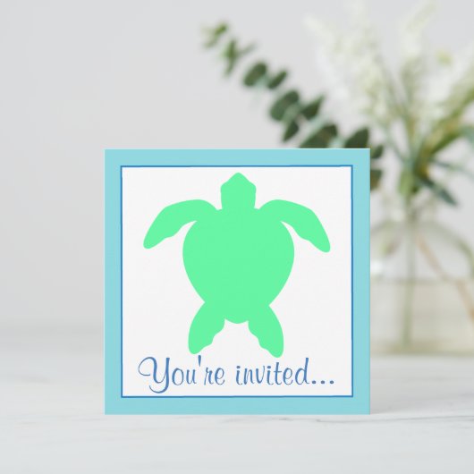 Zee Turtle Birthday Party Kaart (Staand voorkant)