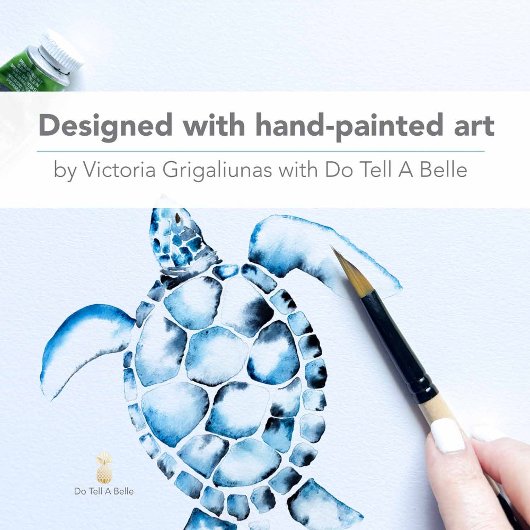 Zee Turtle Blue bruiloft uitnodiging met QR-code