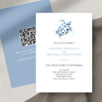 Zee Turtle Blue bruiloft uitnodiging met QR-code