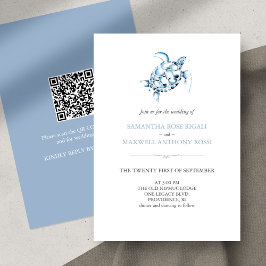 Zee Turtle Blue bruiloft uitnodiging met QR-code