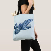 Zee Turtle Blue Canvas tas (Dichtbij)
