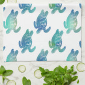Zee Turtle Blue Green Kitchen Towel Theedoek (Gevouwen)