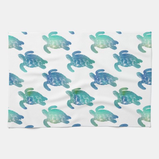 Zee Turtle Blue Green Kitchen Towel Theedoek (Horizontaal)