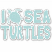 Zee Turtle Blue Marine Wildlife Sticker (Voorkant)