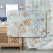 Zee Turtle Blue Ocean Zeepaardje Zeesterren Waterv Badmat