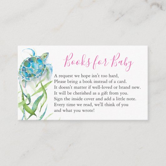 Zee Turtle Book for Baby Invitation Enclosure Card Informatiekaartje (Voorkant)