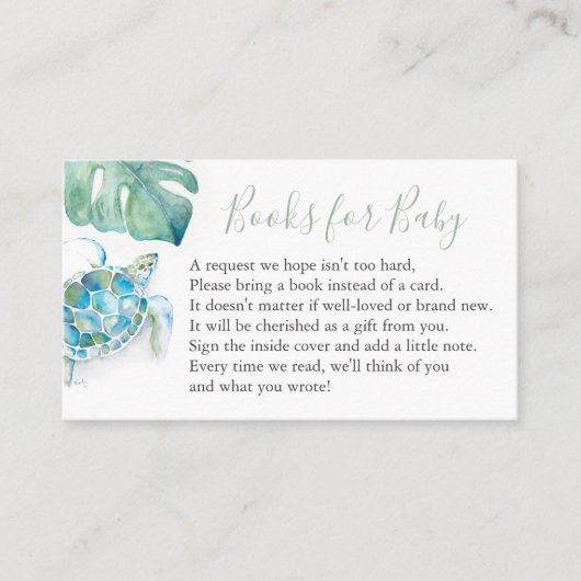 Zee Turtle Book for Baby Invitation Enclosure Card Informatiekaartje (Voorkant)