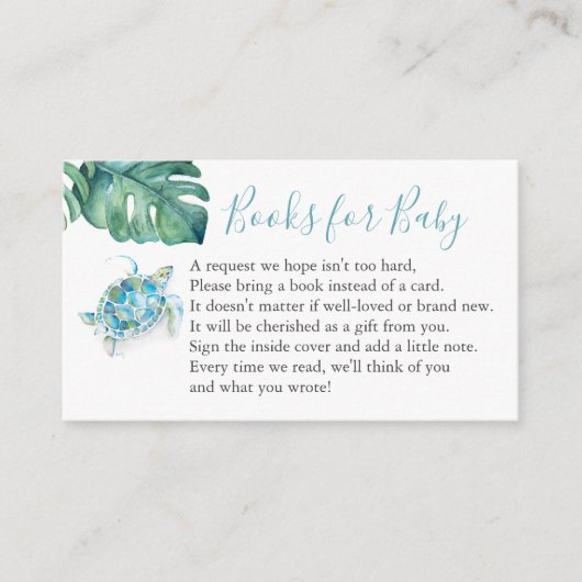 Zee Turtle Book for Baby Invitation Enclosure Card Informatiekaartje (Voorkant)