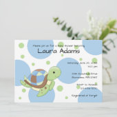 Zee Turtle Boy Baby Shower Invitations Kaart (Staand voorkant)