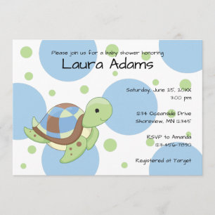 Zee Turtle Boy Baby Shower Invitations Kaart