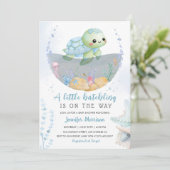 Zee Turtle Boy Baby shower Schattige Little Hatchl Kaart (Staand voorkant)