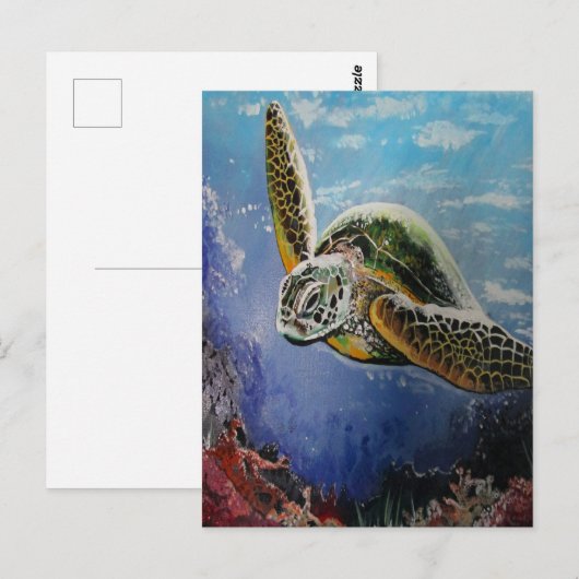 Zee Turtle Briefkaart (Voorkant / Achterkant)
