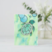 Zee Turtle Briefkaart (Staand voorkant)