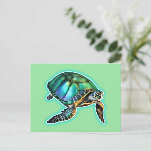 Zee Turtle Briefkaart (Staand voorkant)