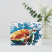 Zee Turtle Briefkaart (Staand voorkant)