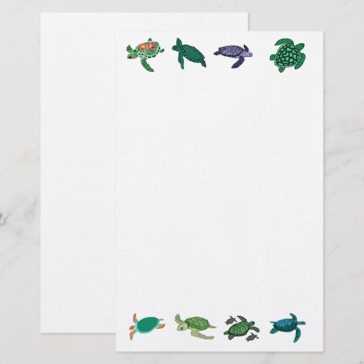 Zee Turtle briefpapier (Voorkant / Achterkant)