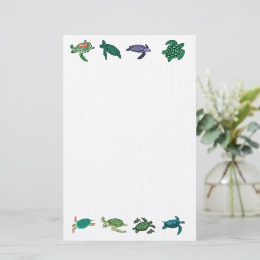 Zee Turtle briefpapier (Staand voorkant)