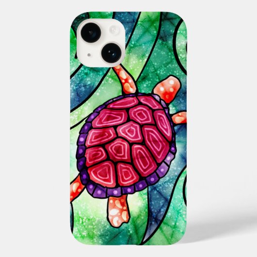 Zee Turtle Bright Tropical Case-Mate iPhone Case (Achterkant)