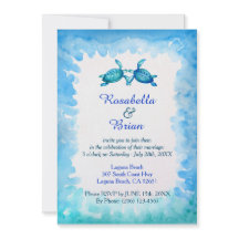 Zee Turtle bruiloft uitnodigingen - Blauw en Groen