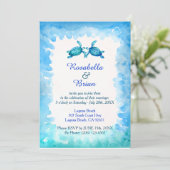 Zee Turtle bruiloft uitnodigingen - Blauw en Groen (Staand voorkant)