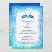 Zee Turtle bruiloft uitnodigingen - Blauw en Groen (Voorkant / Achterkant)