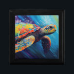 Zee Turtle Cadeaudoosje<br><div class="desc">Waterverf zee schildpad zwemt over de oceaan,  oorspronkelijk kunstwerk van Nicole.</div>