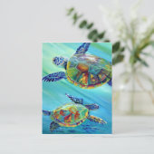 Zee Turtle Celebration Briefkaart (Staand voorkant)